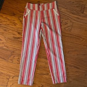 Cato red,black cream/off wht straight leg pants - size 8